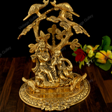 White Metal Golden Oxidized Radha Krishna