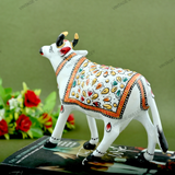Meenakari Cow Royal White - 5 Inches