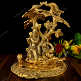 White Metal Golden Oxidized Radha Krishna