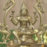 Brass Laxmi Ji Sitting with Diyas for Pooja | Goddess Lakshmi - Vintage Gulley