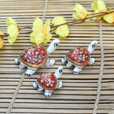Metal Meenakari Tortoise for Home Decorative Showpiece (Red) - Vintage Gulley