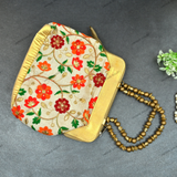 Rajasthani Embroidery Purse For Women - Multicolored Flowers