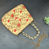 Rajasthani Embroidery Handbag For Women - Orange-Gold