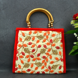 Rajasthani Embroidery Handbag For Women - Orange-Red