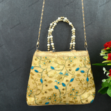 Rajasthani Embroidery Handbag For Women - Blue-Gold
