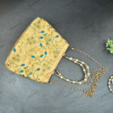 Rajasthani Embroidery Handbag For Women - Blue-Gold