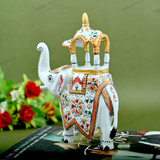 Metal Ambabari Meenakari Work Painted - 6 Inches - White