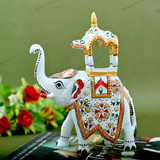 Metal Ambabari Meenakari Work Painted - 6 Inches - White