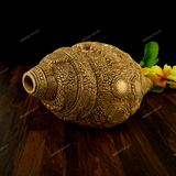 Brass Vishnu Carving Shankh Showpiece, Brass Conch for Temple