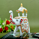 Metal Ambabari Meenakari Work Painted - 6 Inches - White