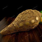 Brass Vishnu Carving Shankh Showpiece, Brass Conch for Temple