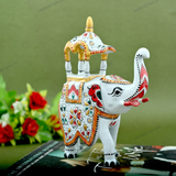 Metal Ambabari Meenakari Work Painted - 6 Inches - White