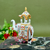 Metal Ambabari Meenakari Work Painted - 5 Inches - White