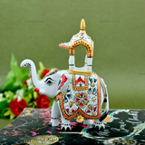Metal Ambabari Meenakari Work Painted - 5 Inches - White