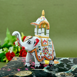 Metal Ambabari Meenakari Work Painted - 5 Inches - White