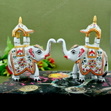 Metal Ambabari Meenakari Work Painted - 5 Inches - White - Set of 2