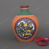 Warli Hand-Painted Terracotta Pot - Orange