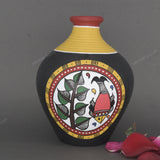 Warli Hand-Painted Terracotta Pot - Black