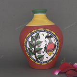 Warli Hand-Painted Terracotta Pot - Red