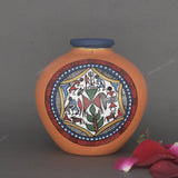 Warli Hand-Painted Terracotta Pot - Orange