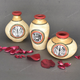 Golden Warli Hand Painted Terracotta Pot - Set of 3