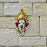 Metal Ganesha Face Wall Hanging  - Red