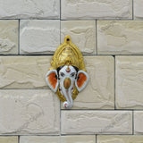 Metal Ganesha Face Wall Hanging  - Orange