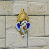 Metal Ganesha Face Wall Hanging  - Blue