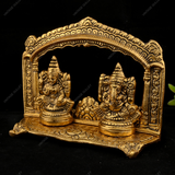 White Metal Gold Oxidized Laxmi Ganesh Arch
