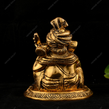 White Metal Golden Ganesha with Veena