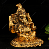 White Metal Golden Oxidized Ganesha