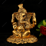 White Metal Golden Oxidized Ganesha