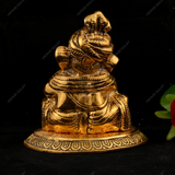 WHITE METAL GOLDEN GANESHA WITH PIPADI