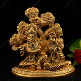 White Metal Radha Krishna Sitting Under Tree Statue