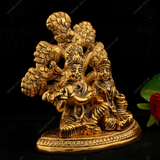 White Metal Radha Krishna Sitting Under Tree Statue