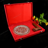 Marble 22 Carat Gold Foil Work Round Shape 5 Leaves - 6 Inches
