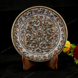 Marble 22 Carat Gold Foil Work Round Shape 5 Leaves - 6 Inches