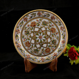 Marble 22 Carat Gold Foil Work Round Shape 4 Leaves - 6 Inches