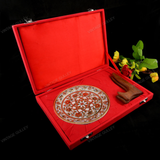 Marble 22 Carat Gold Foil Work Round Shape 4 Leaves - 6 Inches