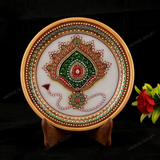 Marble 22 Carat Gold Foil Work Round Shape 4 Sided - 6 Inches