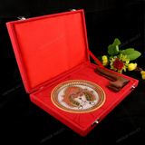 Marble 22 Carat Gold Foil Work Round Shape 5Star - 6 Inches