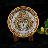 Marble 22 Carat Gold Foil Work Round Shape 5Star - 6 Inches