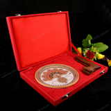 Marble 22 Carat Gold Foil Work Round Shape Double Border - 6 Inches