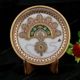 Marble 22 Carat Gold Foil Work Round Shape Double Border - 6 Inches