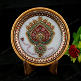 Marble 22 Carat Gold Foil Work Round Shape 4-Sided - 6 Inches