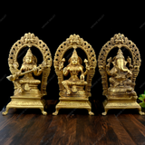 Brass Laxmi Ganesha Saraswati Sitting Arch