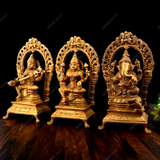 Brass Laxmi Ganesha Saraswati Sitting Arch
