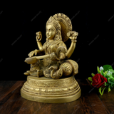 Brass Goddess Saraswati Idol for Pooja