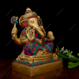 Brass Ganesha Idol Stonework