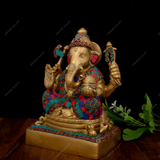 Brass Ganesha Idol Stonework